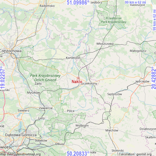 Nakło on map