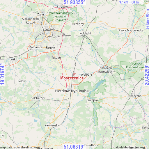 Moszczenica on map