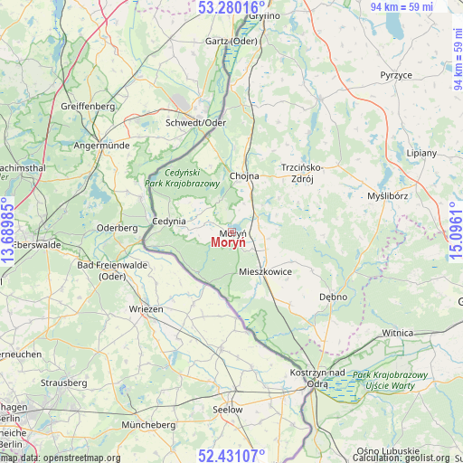 Moryń on map