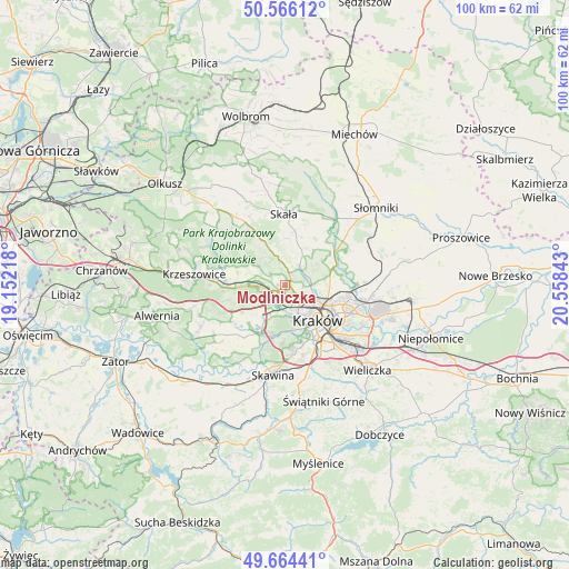 Modlniczka on map