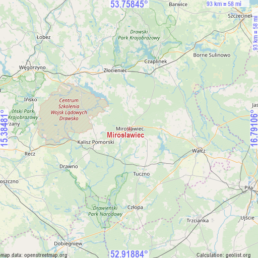 Mirosławiec on map