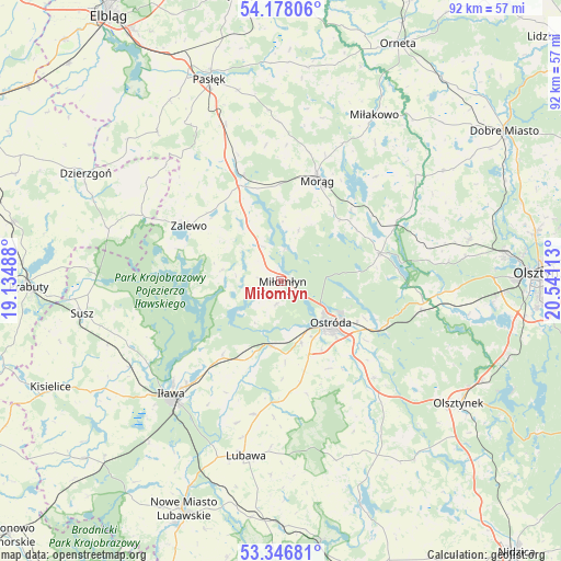 Miłomłyn on map