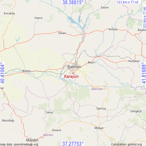 Karayün on map