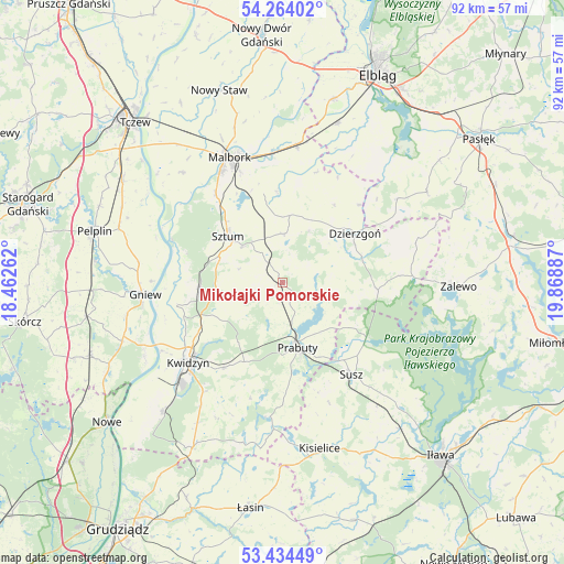 Mikołajki Pomorskie on map
