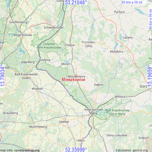Mieszkowice on map