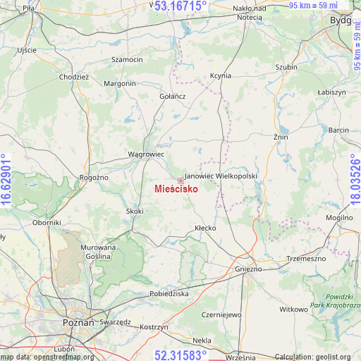 Mieścisko on map