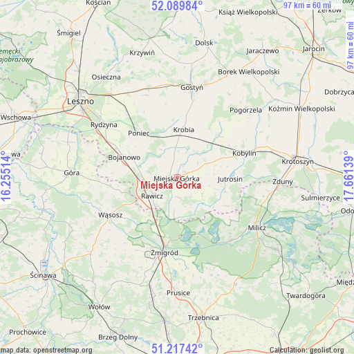 Miejska Górka on map