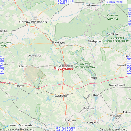 Międzyrzecz on map