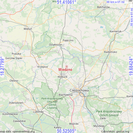 Miedzno on map