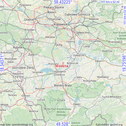 Miedźna on map