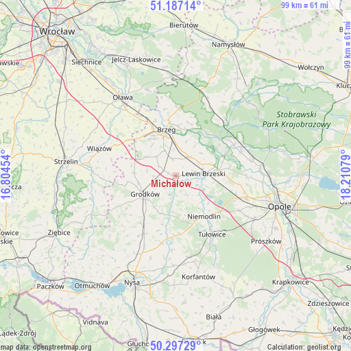 Michałow on map