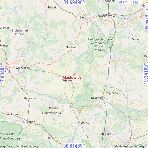 Masłowice on map