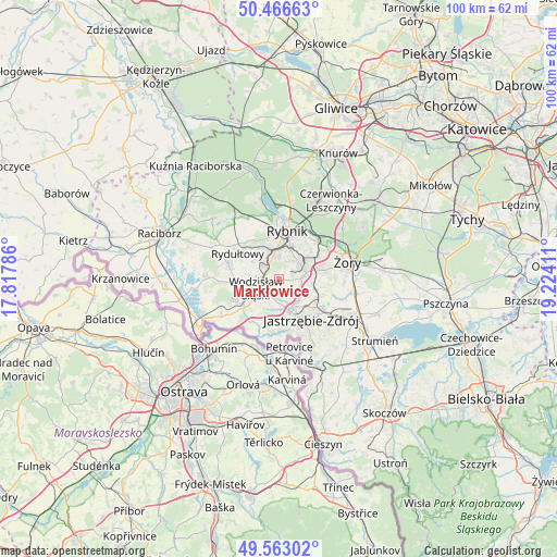 Markłowice on map