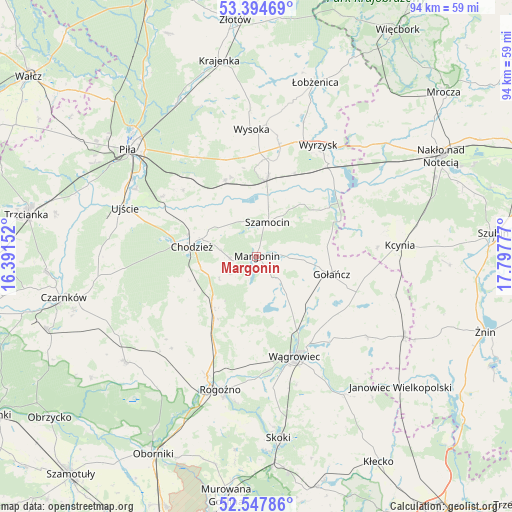 Margonin on map