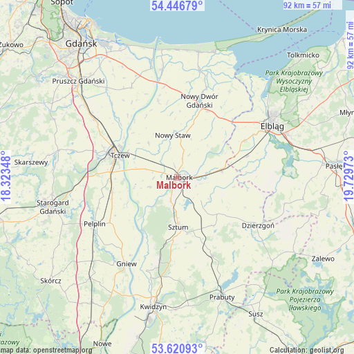 Malbork on map