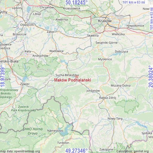 Maków Podhalański on map