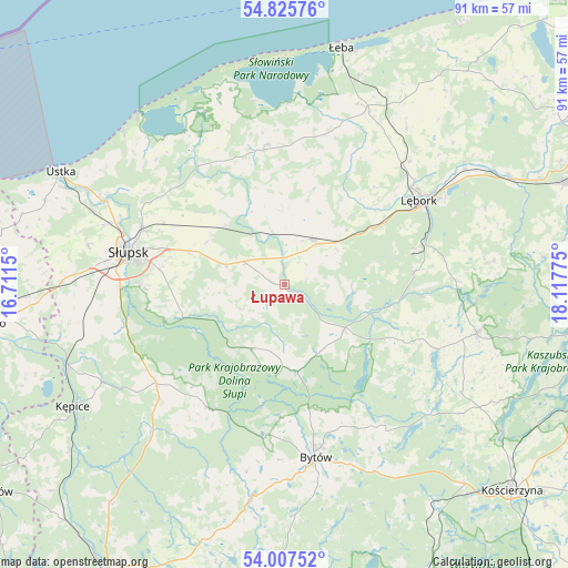 Łupawa on map