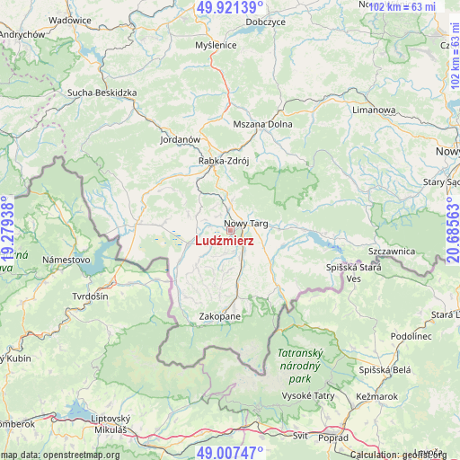 Ludźmierz on map