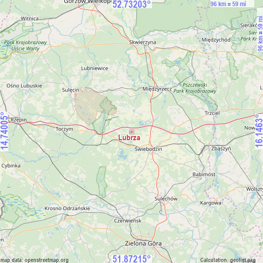 Lubrza on map