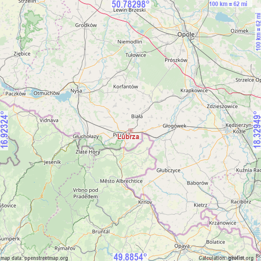 Lubrza on map