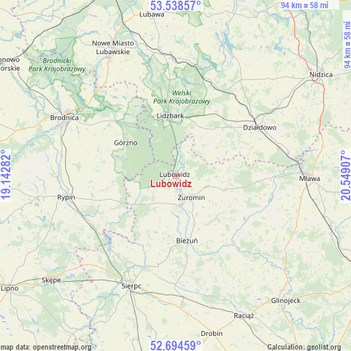 Lubowidz on map