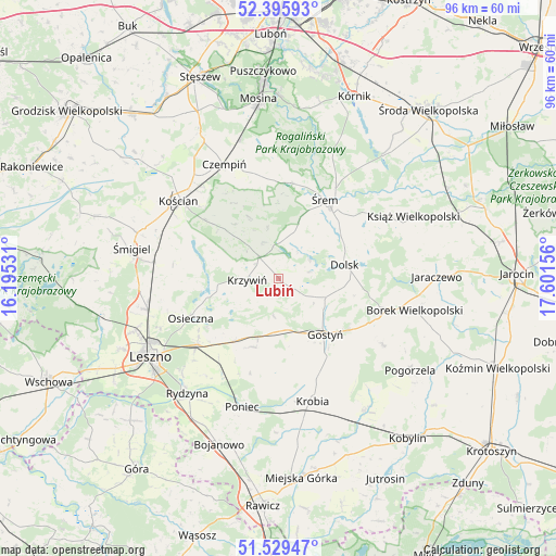 Lubiń on map