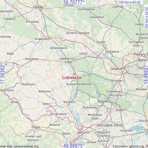Lubieszów on map