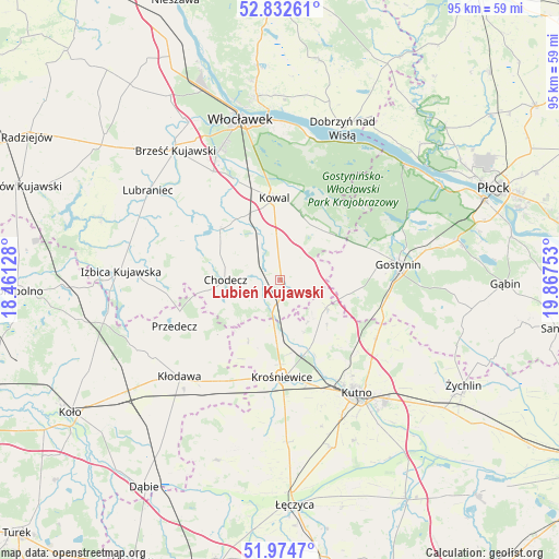 Lubień Kujawski on map