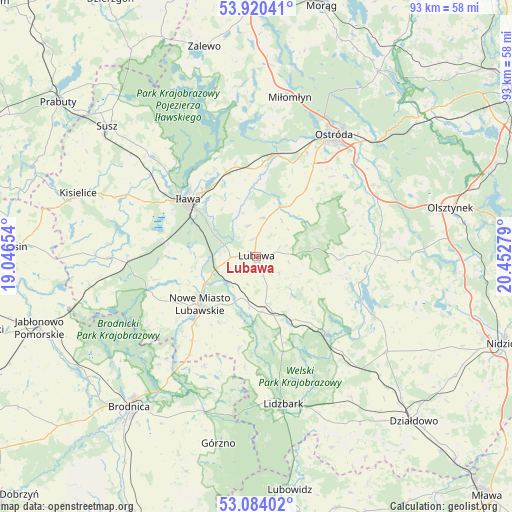 Lubawa on map