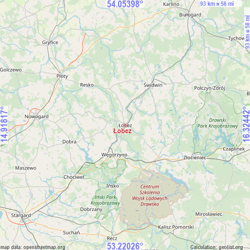 Łobez on map