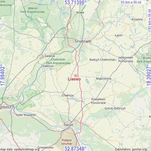 Lisewo on map