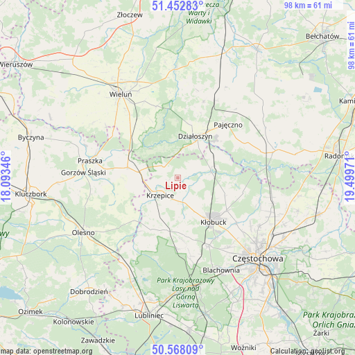 Lipie on map