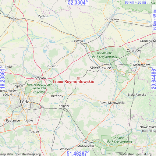 Lipce Reymontowskie on map