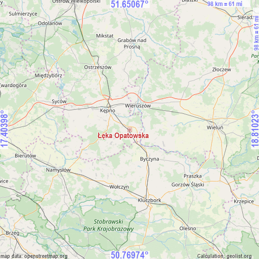 Łęka Opatowska on map