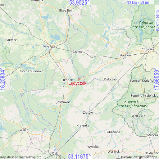 Lędyczek on map