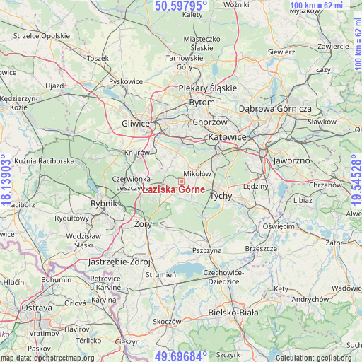 Łaziska Górne on map