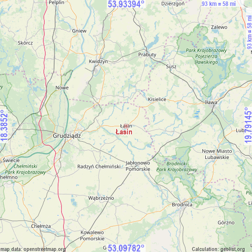 Łasin on map