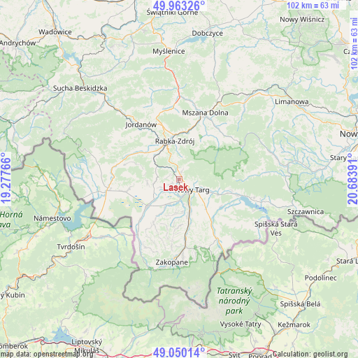 Lasek on map