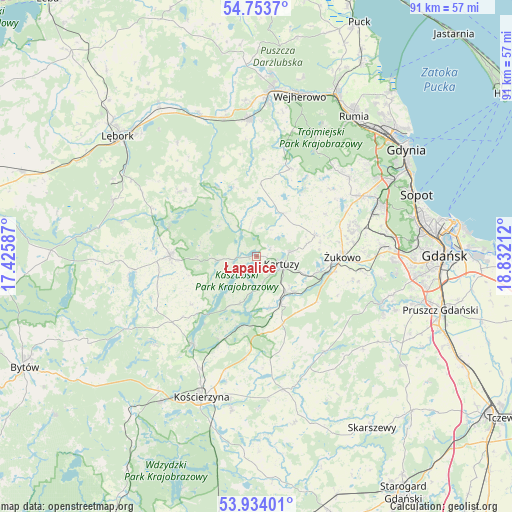 Łapalice on map