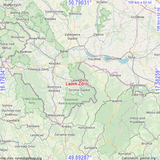 Lądek-Zdrój on map