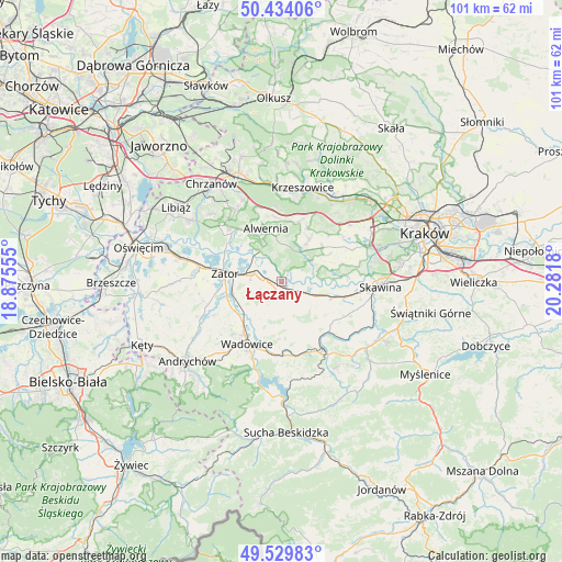 Łączany on map