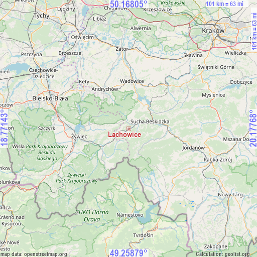 Lachowice on map