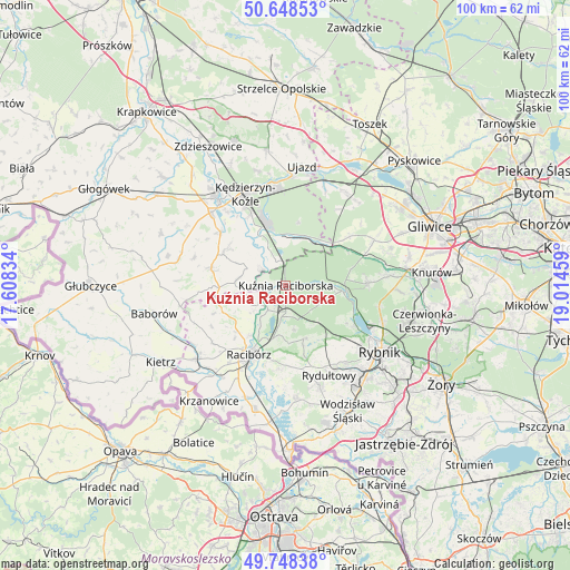 Kuźnia Raciborska on map