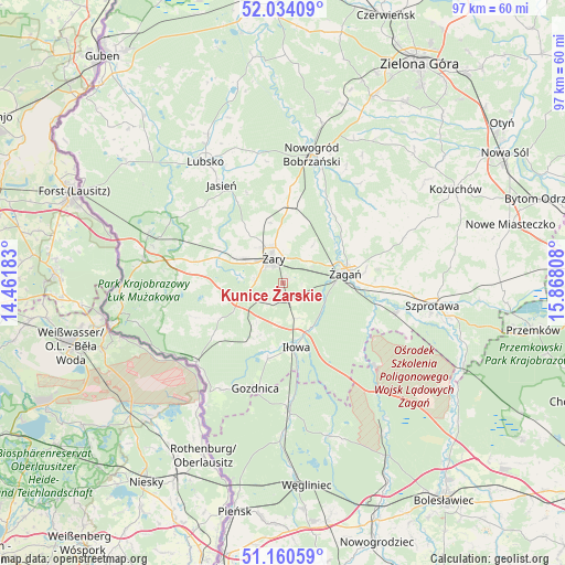 Kunice Żarskie on map