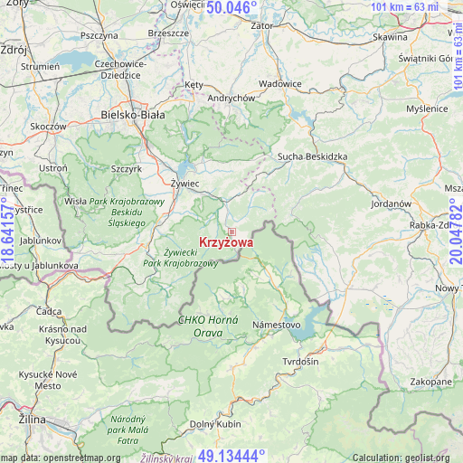 Krzyżowa on map