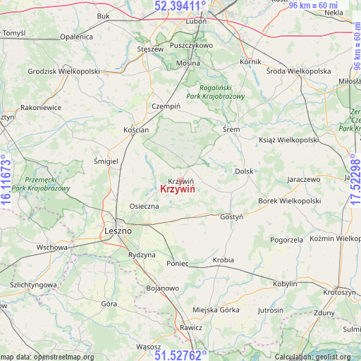 Krzywiń on map