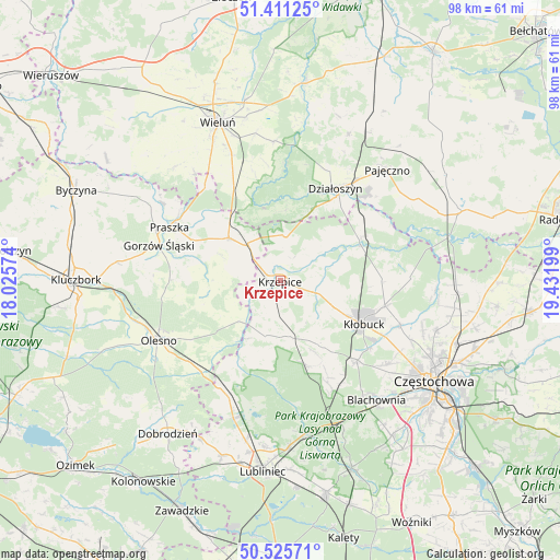Krzepice on map