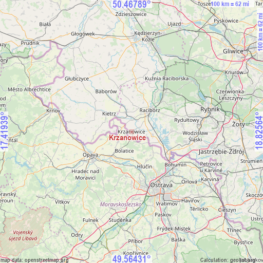 Krzanowice on map