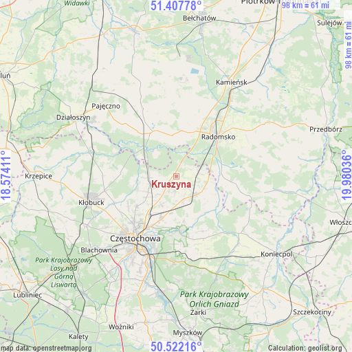 Kruszyna on map