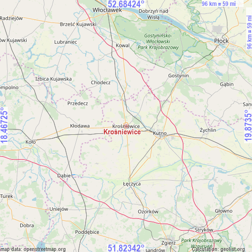 Krośniewice on map